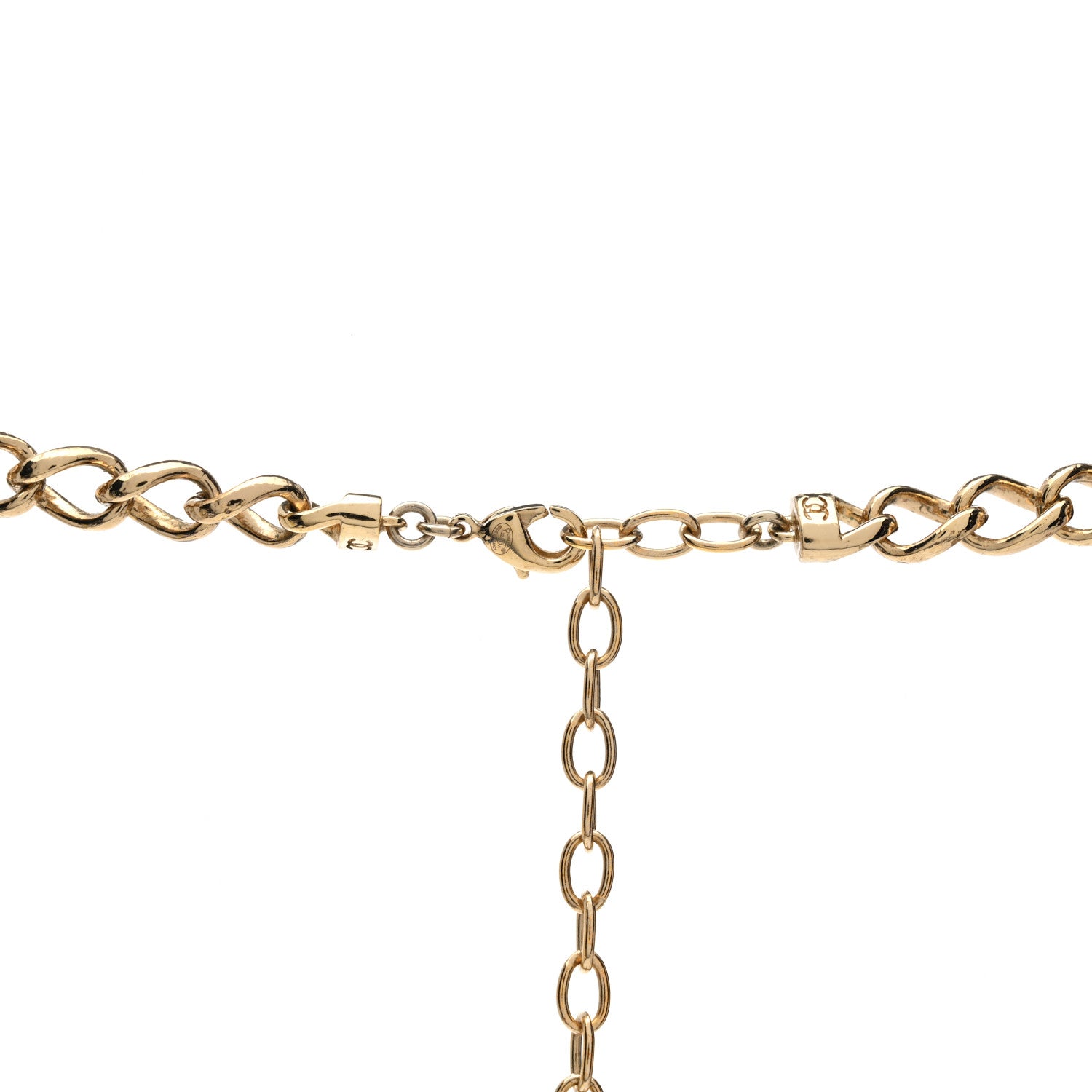 Chanel Lambskin CC Chain Reversible Pendant Necklace Gold Black 5 of 6