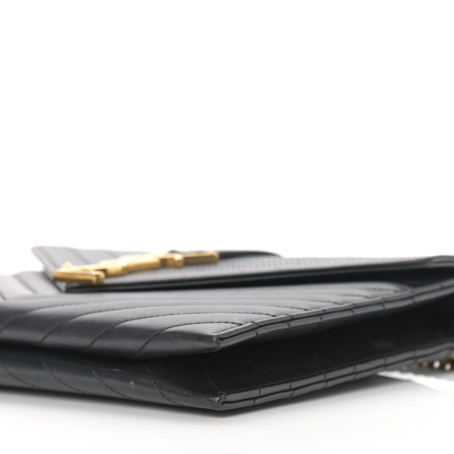 Calfskin Matelasse Chevron Medium Monogram Satchel Black