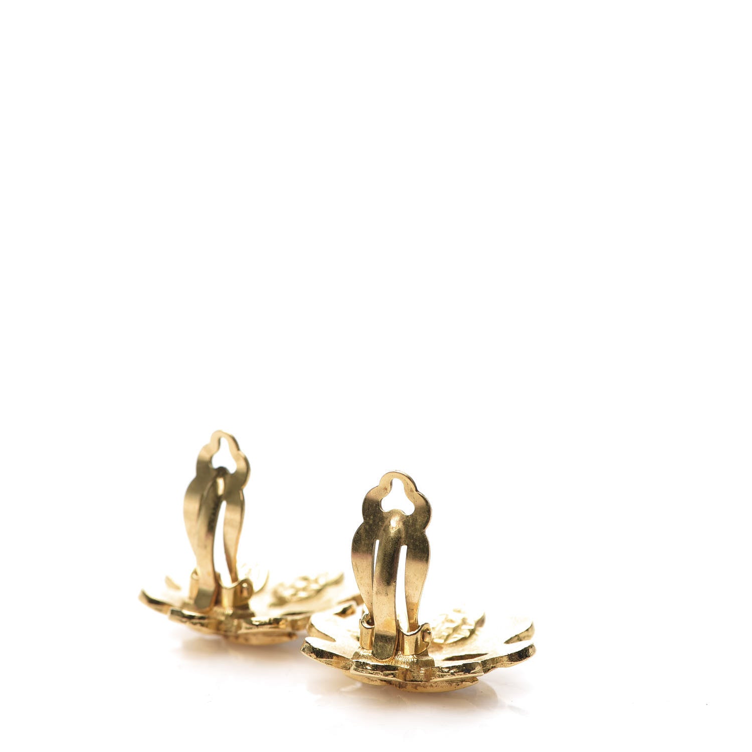 Chanel CC Flower Clip On Earrings Gold 3 of 4