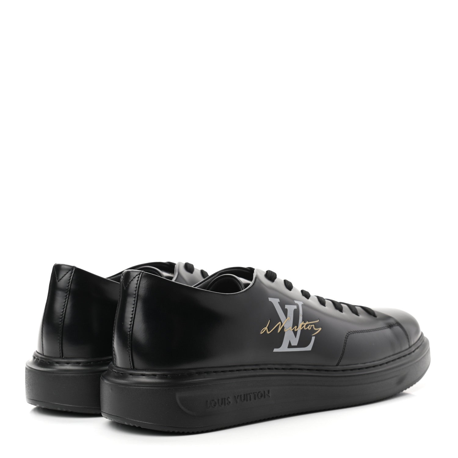 Louis Vuitton Calfskin Mens LV Beverly Hills Sneakers 10 Black 4 of 8