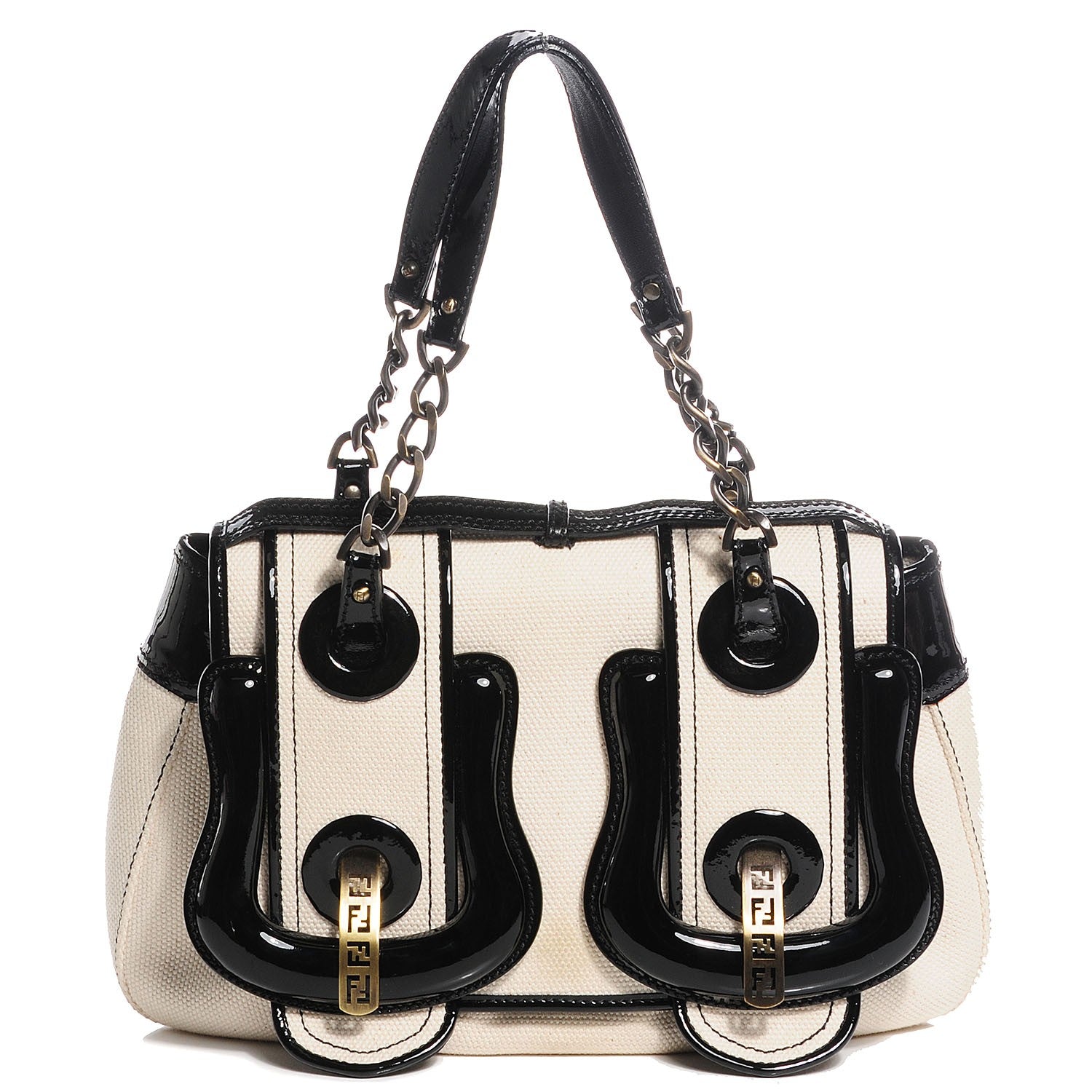 Fendi Canvas Patent B Bag Corda Black 1 of 9