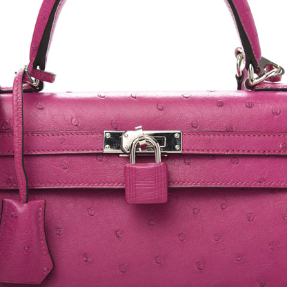 Hermes Ostrich Kelly Sellier 25 Rose Pourpre 11 of 12