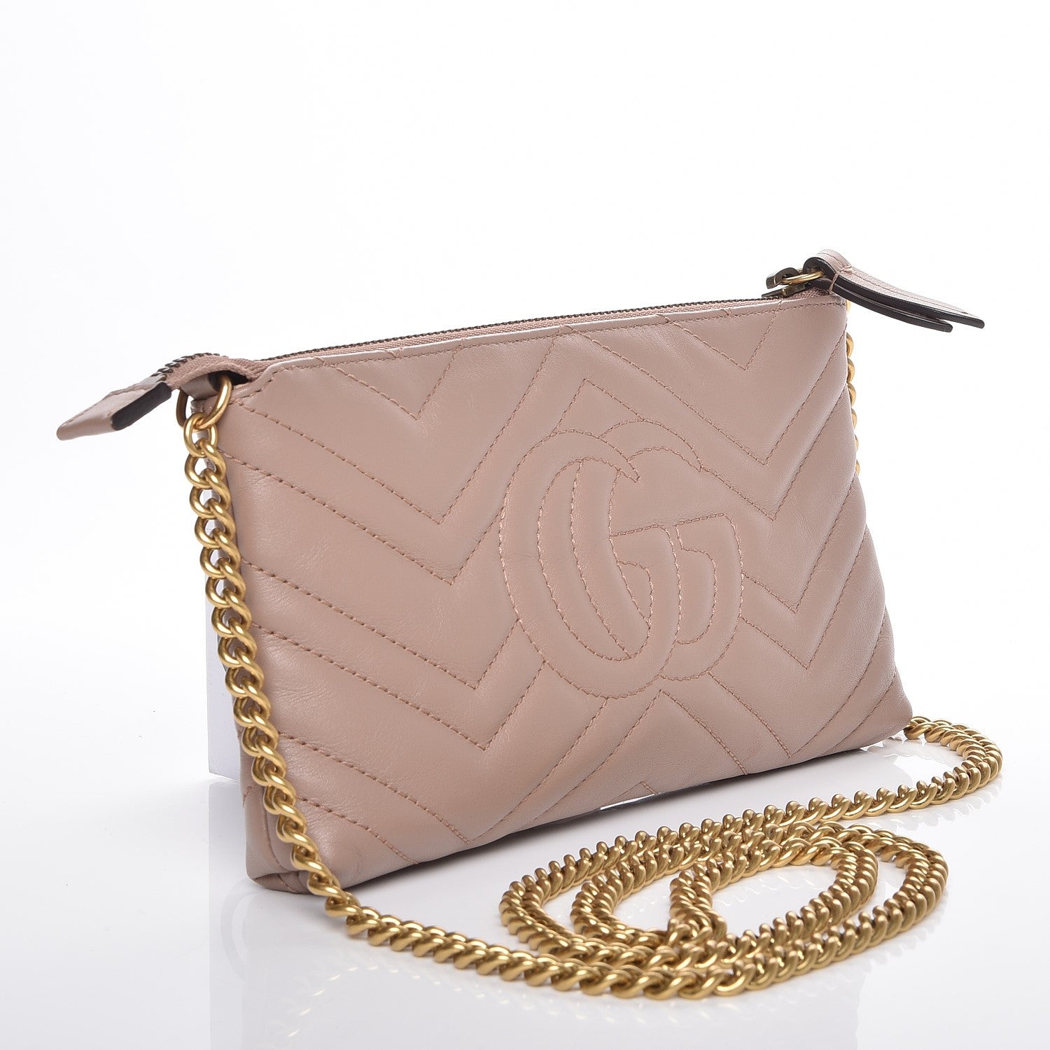 Gucci Calfskin Matelasse Mini GG Marmont Chain Bag Porcelain Rose 3 of 7