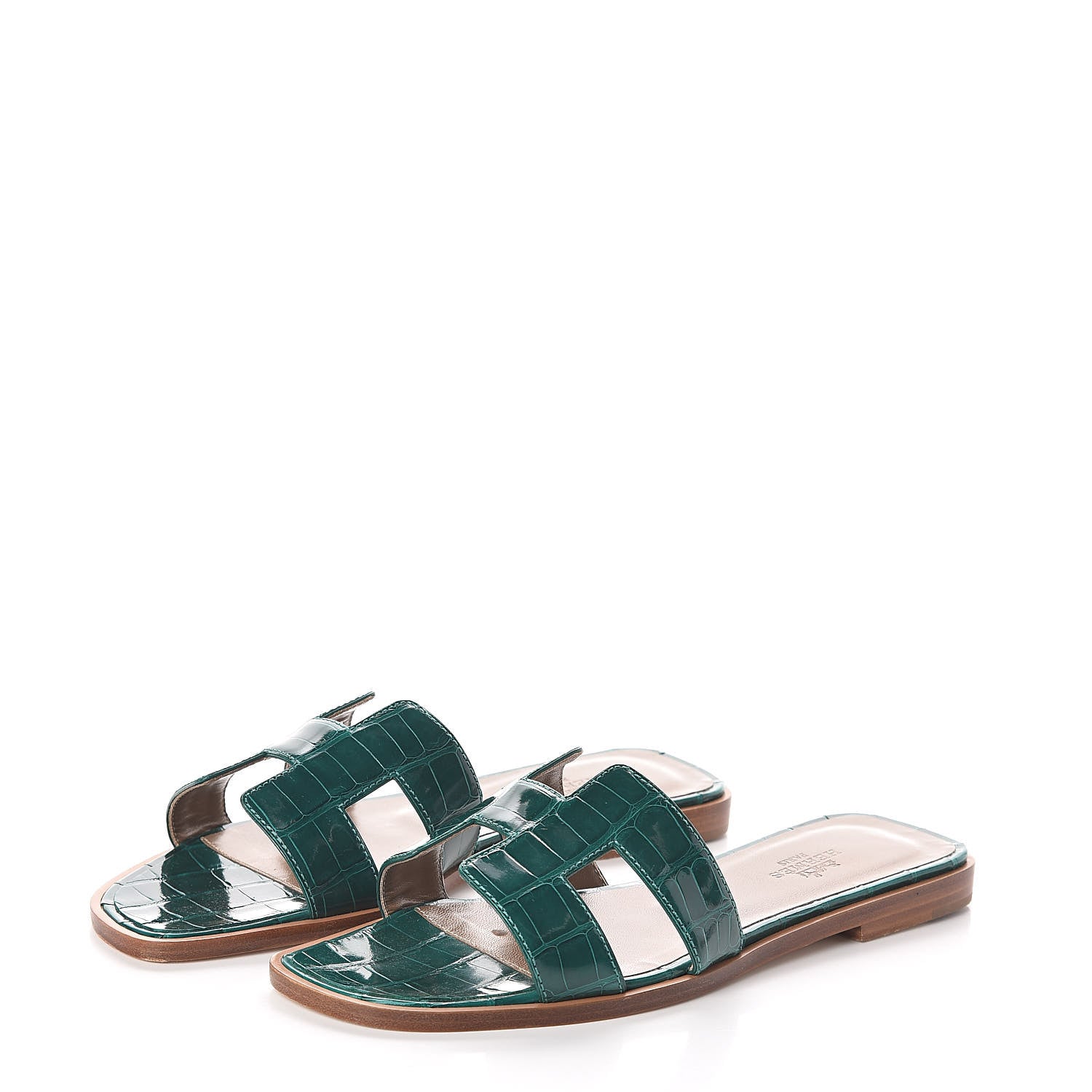 Hermes Shiny Alligator Oran Sandals 36 Emeraude 4 of 11