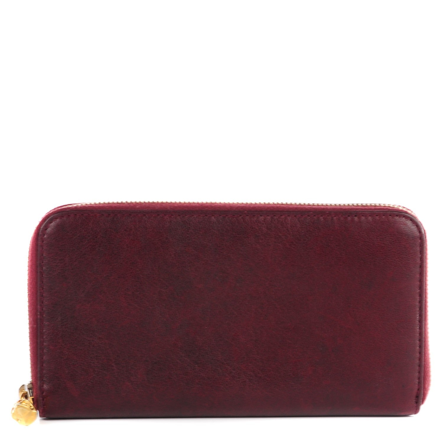 Alexander McQueen Lambskin Skull Continental Zip Wallet Burgundy 1 of 6