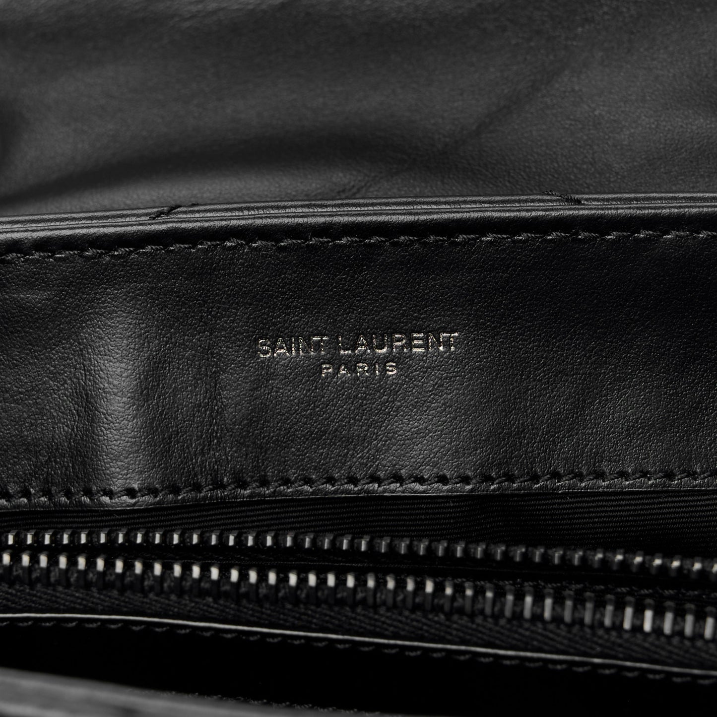 Calfskin Y Quilted Monogram Monochrome Small Loulou Chain Satchel Black