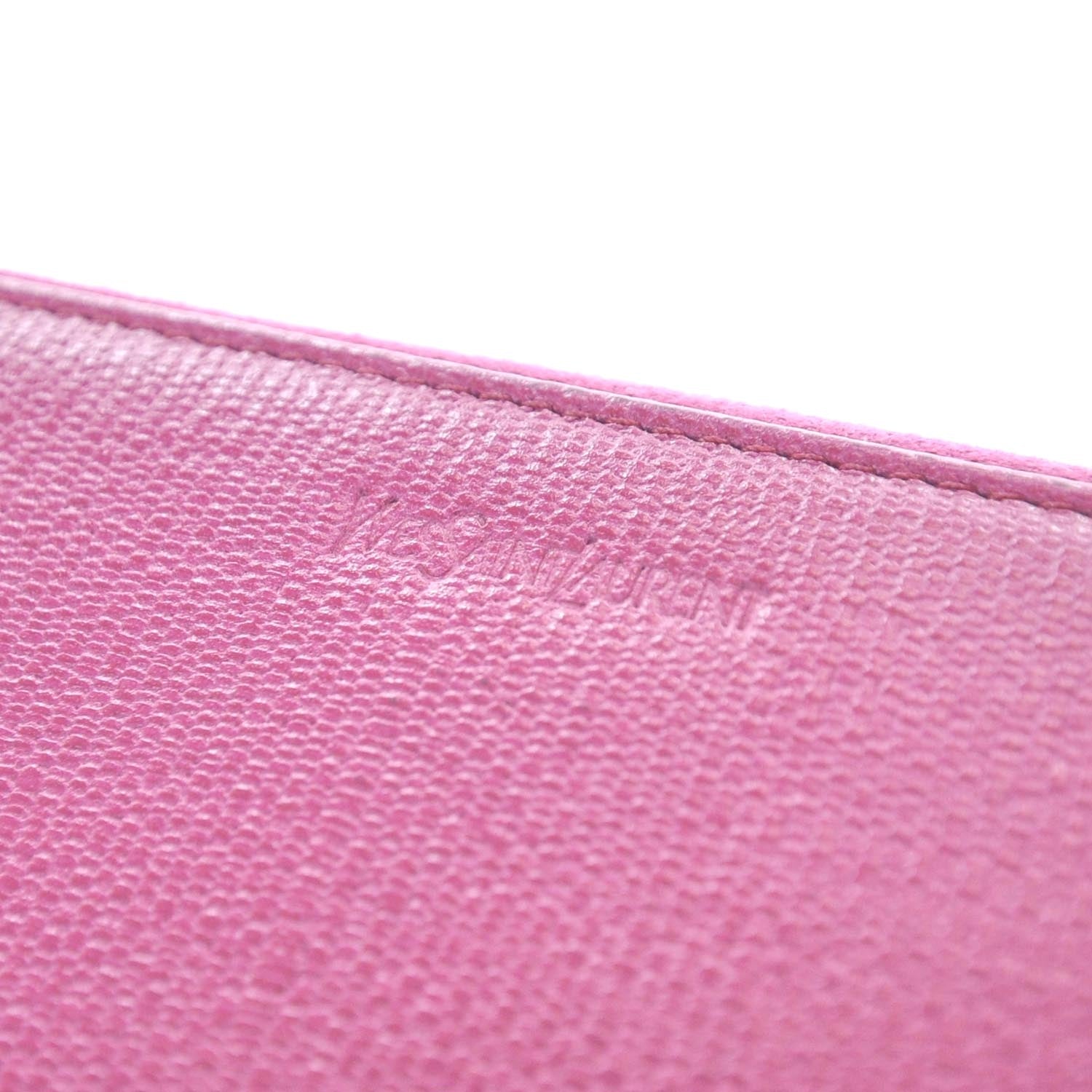 Saint Laurent Textured Leather Chyc Wallet Fuchsia 4 of 5