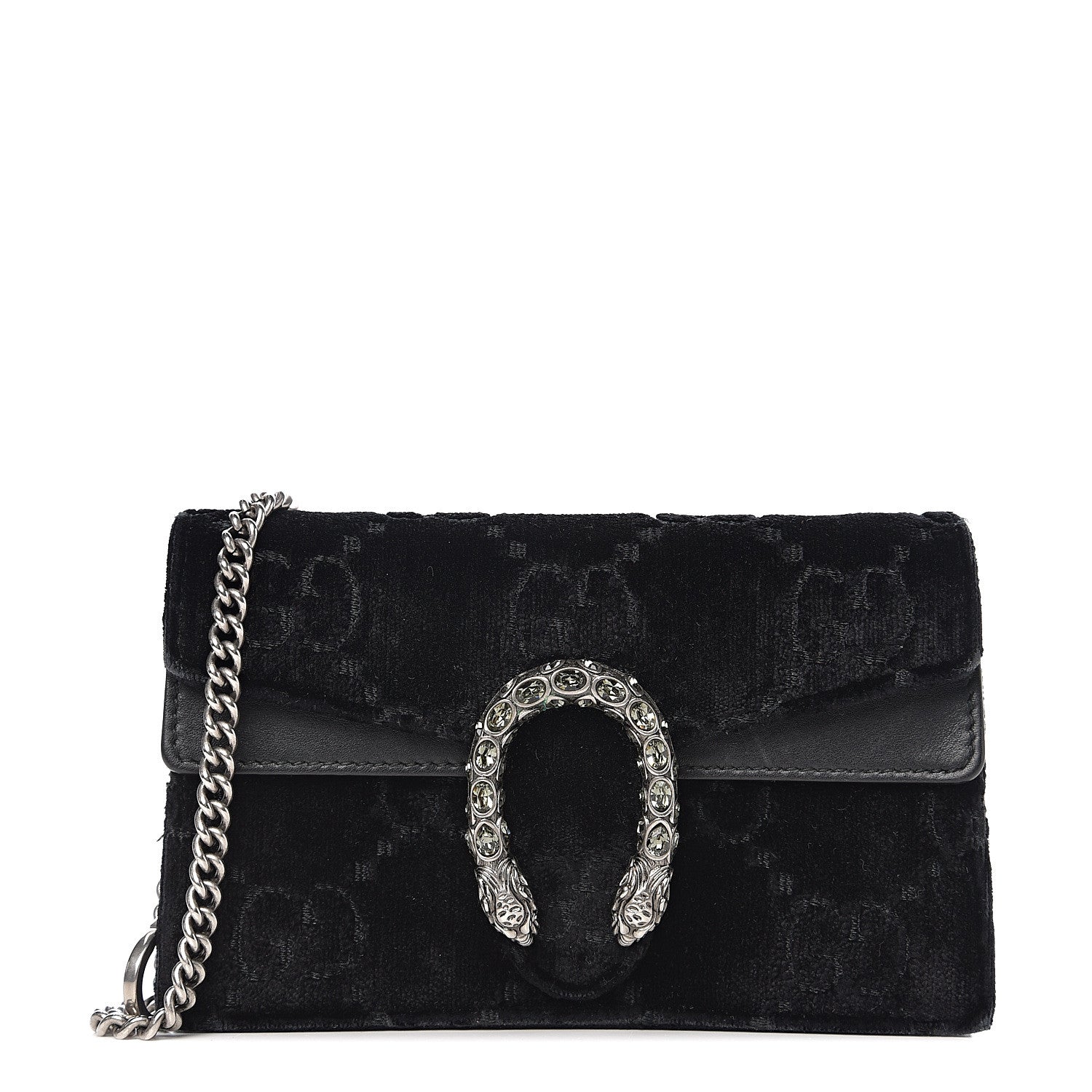 Gucci Velvet GG Monogram Super Mini Dionysus Shoulder Bag Black 1 of 12