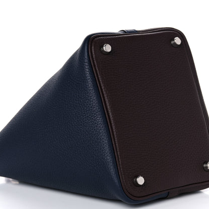 Hermes Taurillon Clemence Casaque Picotin Lock 18 PM Bleu Nuit Rouge Sellier Framboise 8 of 10