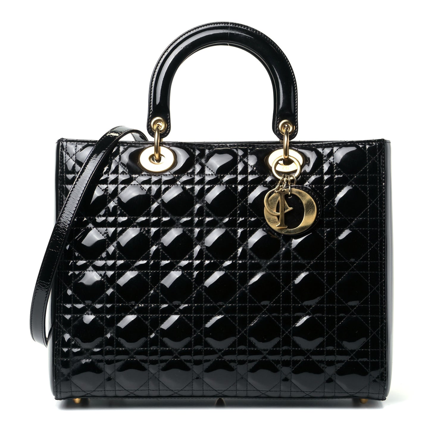 Patent Cannage Large Lady Dior Black
