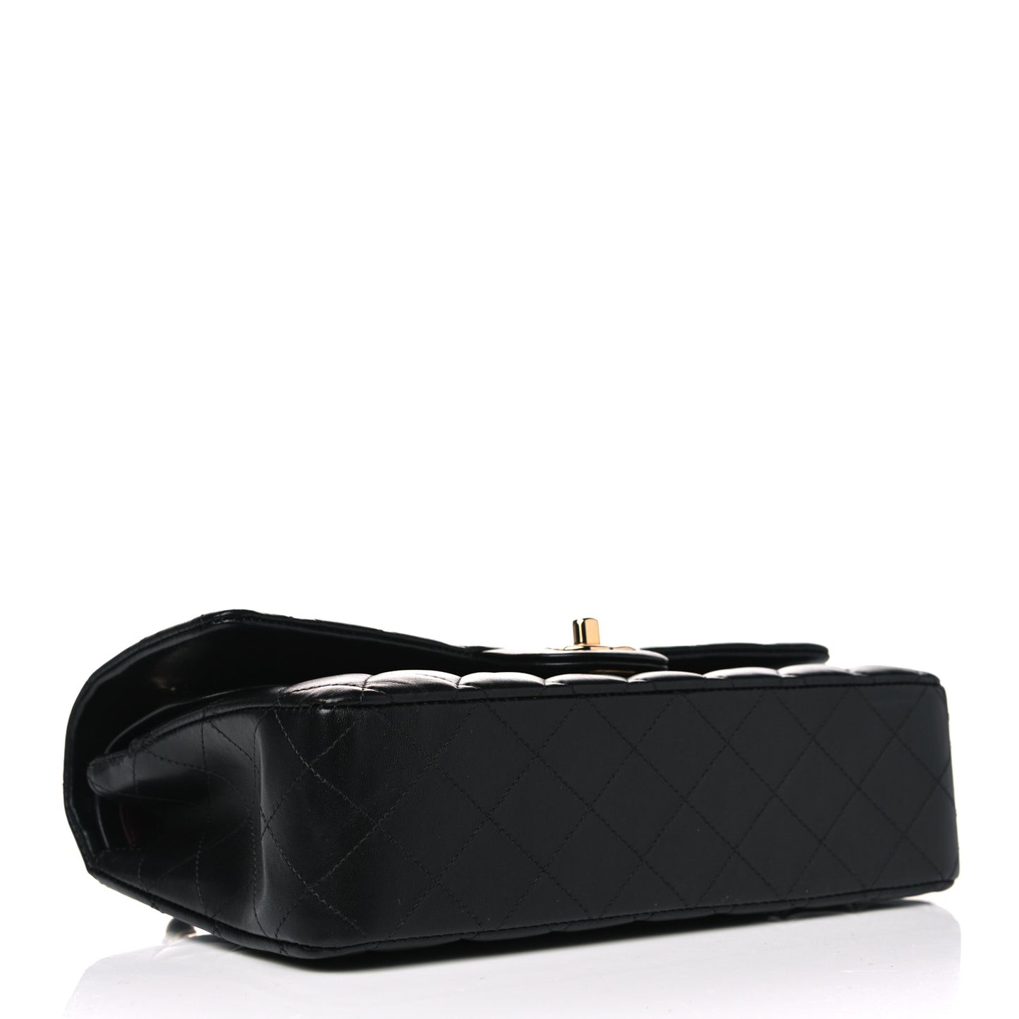 Lambskin Quilted Medium Double Flap Black