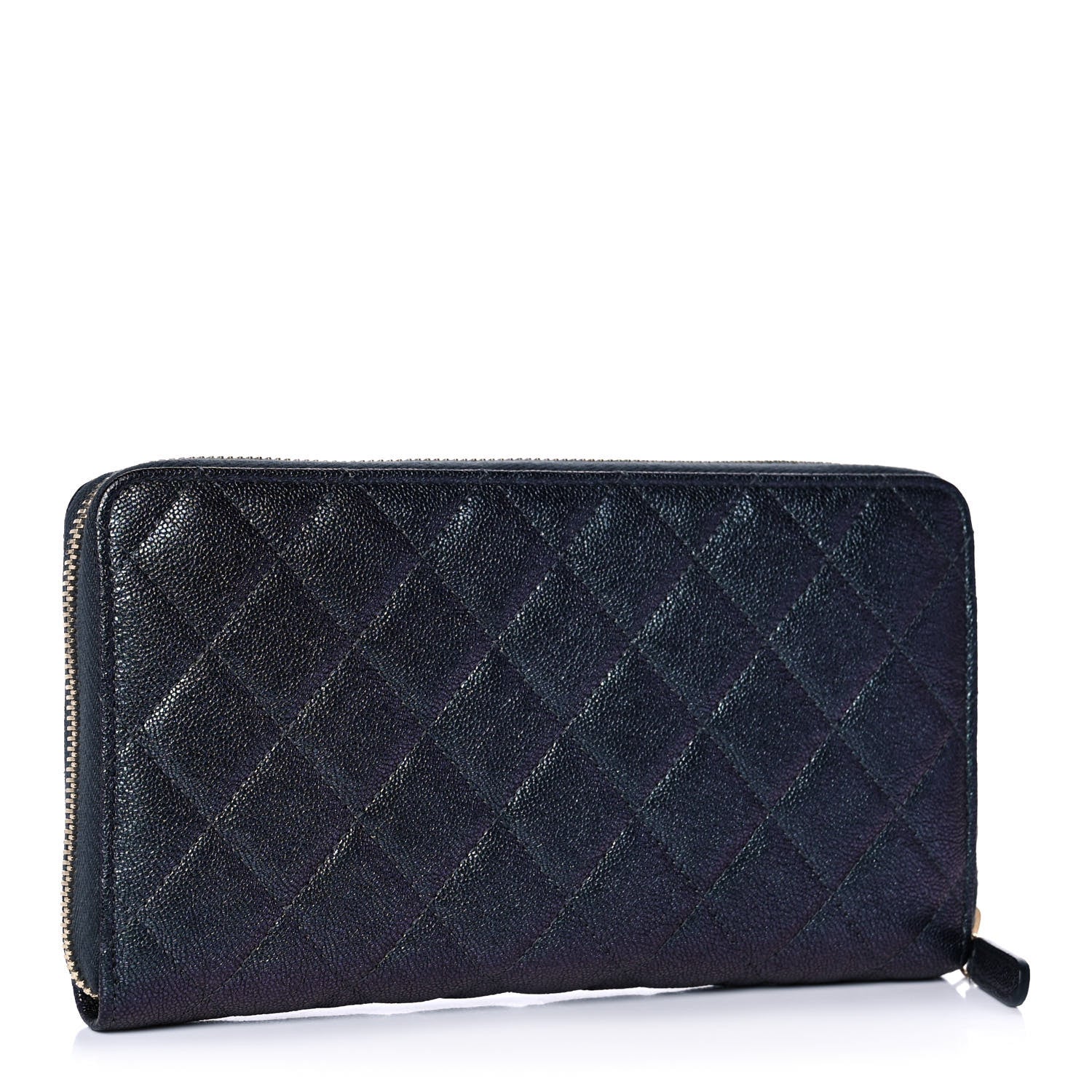 Chanel Iridescent Caviar Quilted Long Zip Around Wallet Black 3 of 14