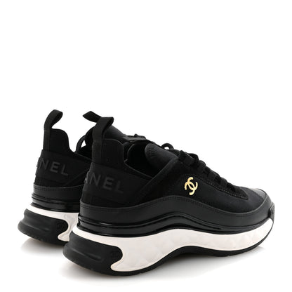 Chanel Velvet Calfskin Mixed Fibers CC Sneakers 36.5 Black 5 of 10