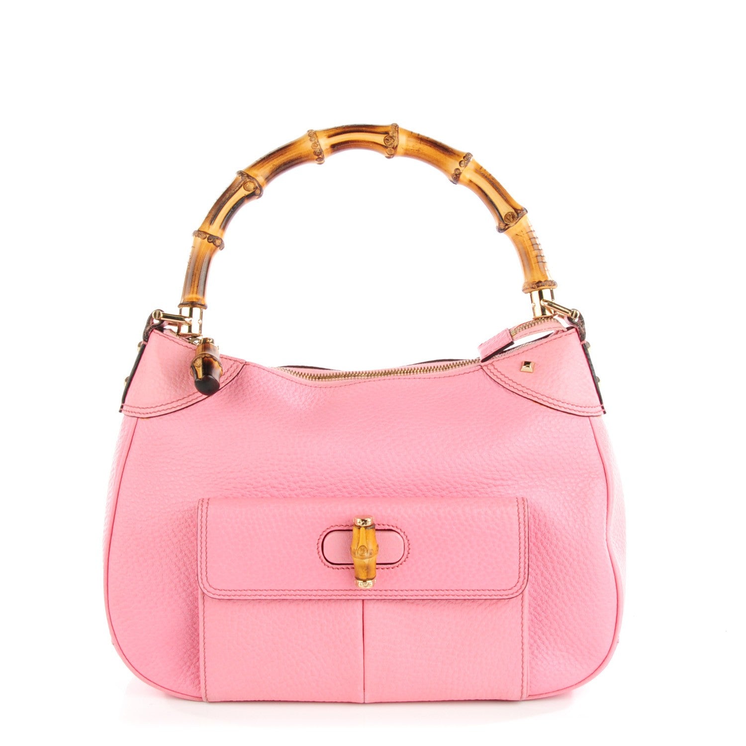 Gucci Calfskin Bamboo Top Handle Bag Pink 1 of 7