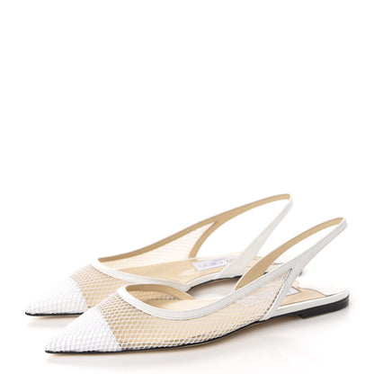 Jimmy Choo Patent Mesh Calfskin Fetto Flats 36.5 Latte 3 of 9