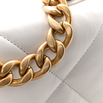 Chanel Goatskin Quilted Medium Chanel 19 Flap White 12 of 13