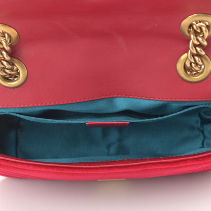 Gucci Velvet Matelasse Mini GG Marmont Shoulder Bag Hibiscus Red 5 of 10