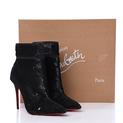 Christian Louboutin Calfskin Glitter Paillete Moulakate 100 Ankle Boot 35.5 Charbon 11 of 11