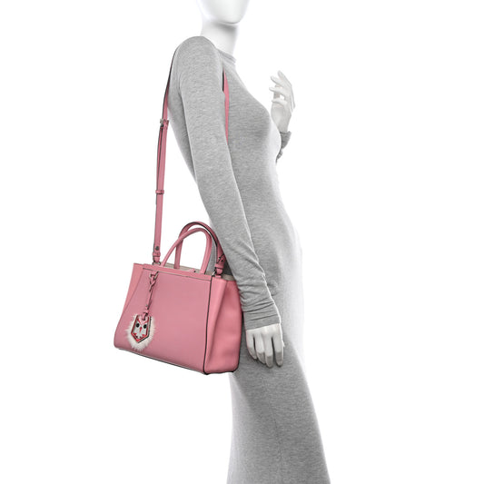 Vitello Elite Flamingo Mink Monster Charm Petite 2Jours Tote Pink Multicolor