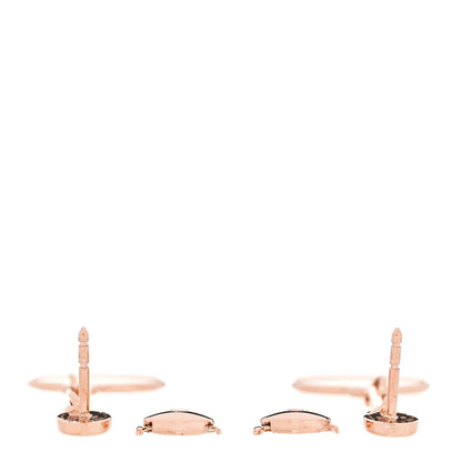 Hermes 18K Rose Gold PM Ex-Libris Drop Earrings 3 of 5