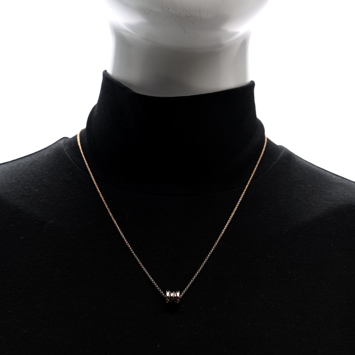 Bulgari 18K Rose Gold Cermet Small B.Zero1 Pendant Necklace 2 of 5