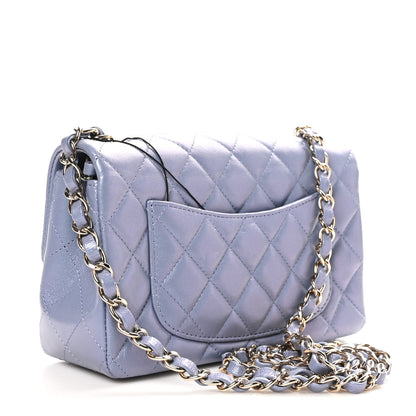 Chanel Iridescent Lambskin Quilted Mini Rectangular Flap Light Purple 3 of 11