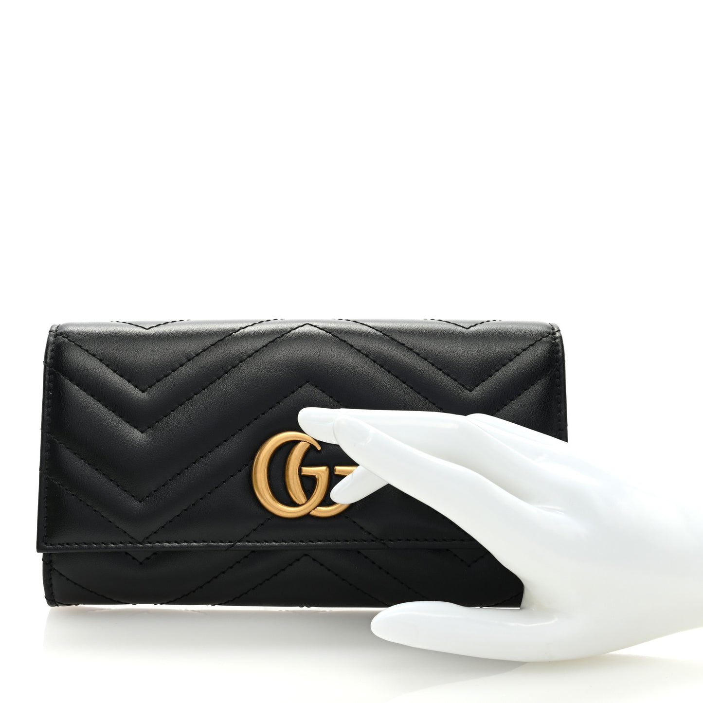 Calfskin Matelasse GG Marmont Continental Wallet Black