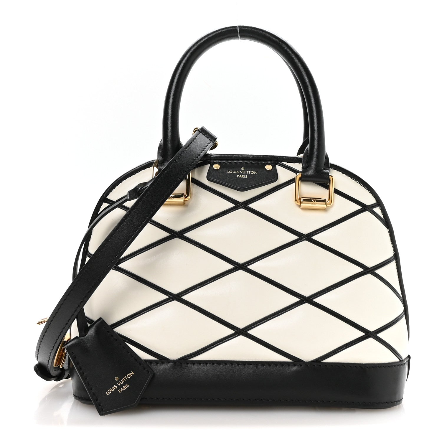 Louis Vuitton Lambskin Malletage Alma BB Black White 1 of 10