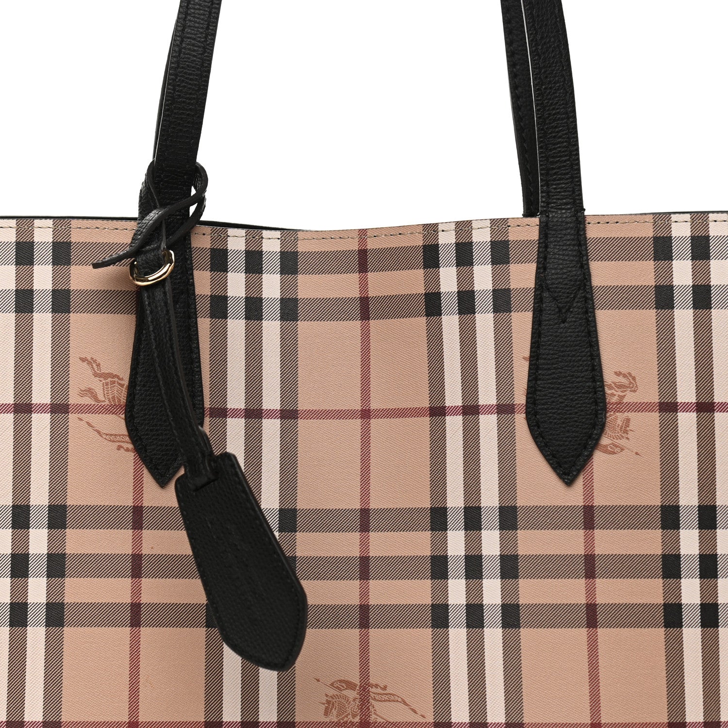 Burberry Grainy Calfskin Haymarket Check Medium Reversible Tote Black 11 of 17