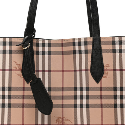 Burberry Grainy Calfskin Haymarket Check Medium Reversible Tote Black 11 of 17