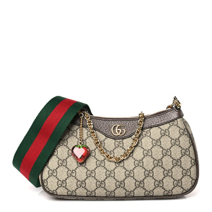 Gucci GG Supreme Monogram Textured Dollar Calfskin Web Small Ophidia GG Handbag Beige Ebony New Acero 1 of 10