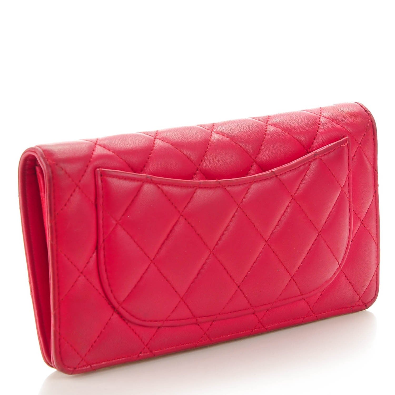 Chanel Lambskin Quilted Yen Wallet Red 3 of 13