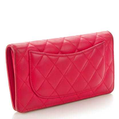 Chanel Lambskin Quilted Yen Wallet Red 3 of 13