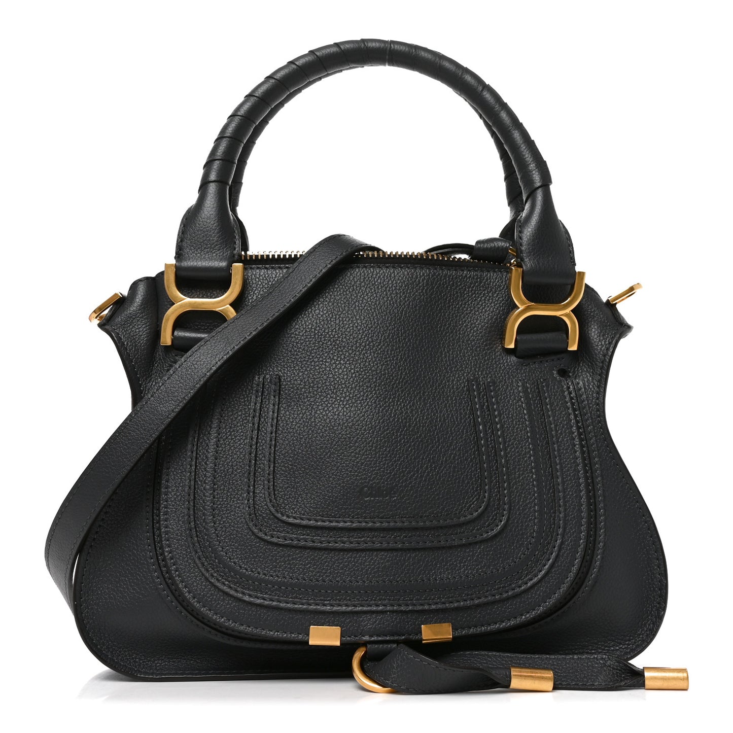 Calfskin Small Marcie Satchel Navy Ink