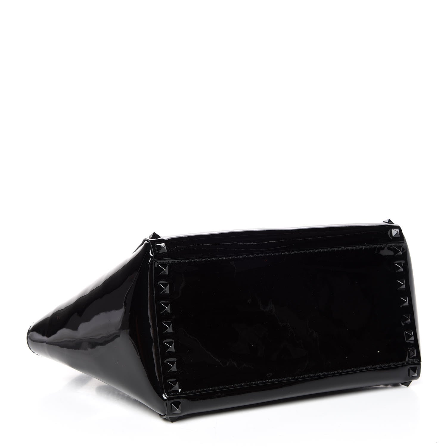 Valentino Garavani Patent Monochrome Small Rockstud Double Handle Tote Black 4 of 8