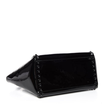 Valentino Garavani Patent Monochrome Small Rockstud Double Handle Tote Black 4 of 8
