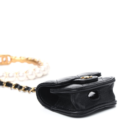 Chanel Pearl Lambskin Pearl Crown CC Wristlet Multi Pouches Black 5 of 16