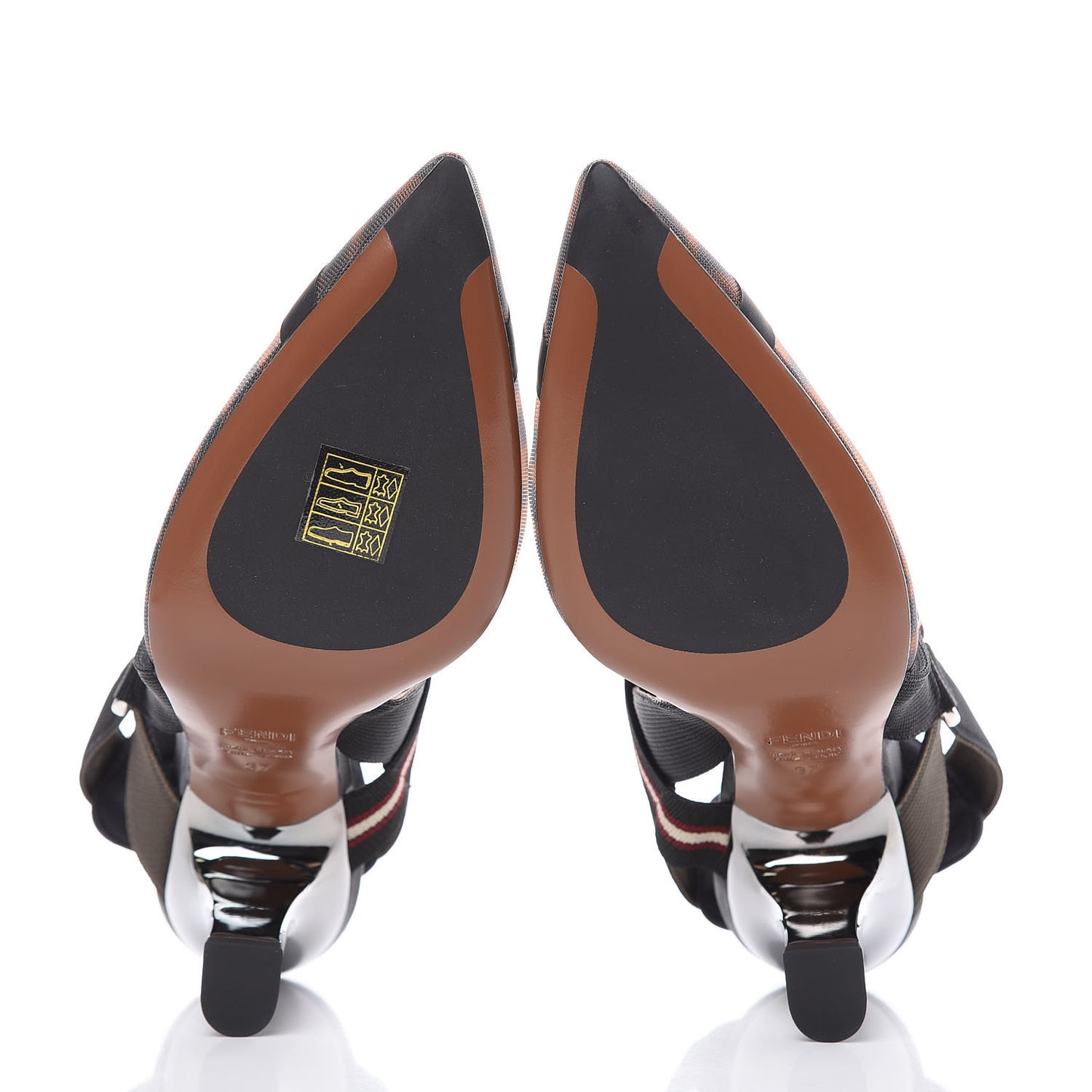 Technical Mesh FF Colibri 85mm Slingback Pumps 37 Tobacco Moro Bordeaux Black Military