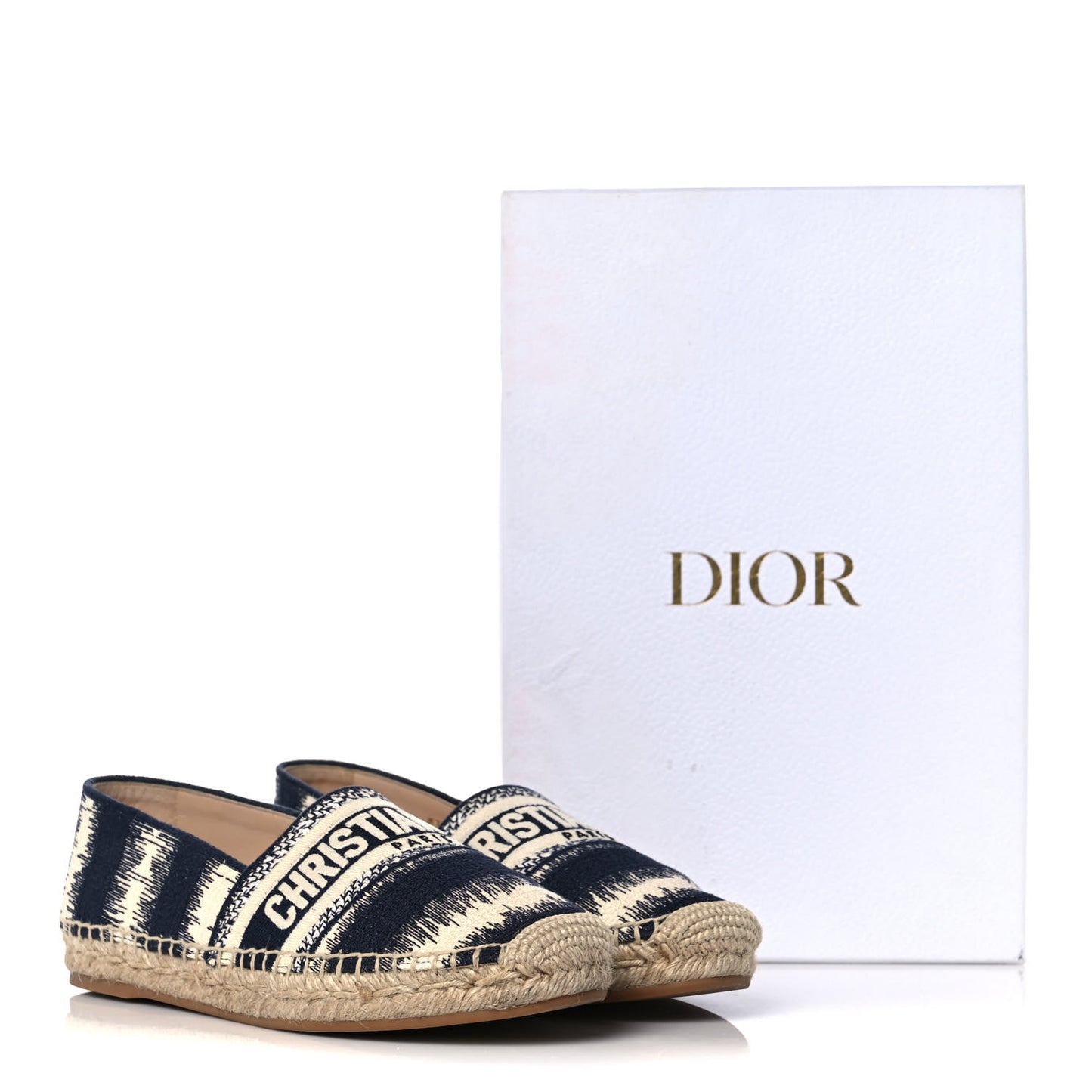 Cotton D-Stripes Embroidered Granville 15mm Espadrilles 37 Deep Blue