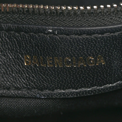 Balenciaga Calfskin Logo Crocodile Embossed S Ville Top Handle Bag Black White 6 of 22