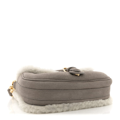 Christian Dior Suede Shearling Medium Bobby Flap Grey 4 of 11
