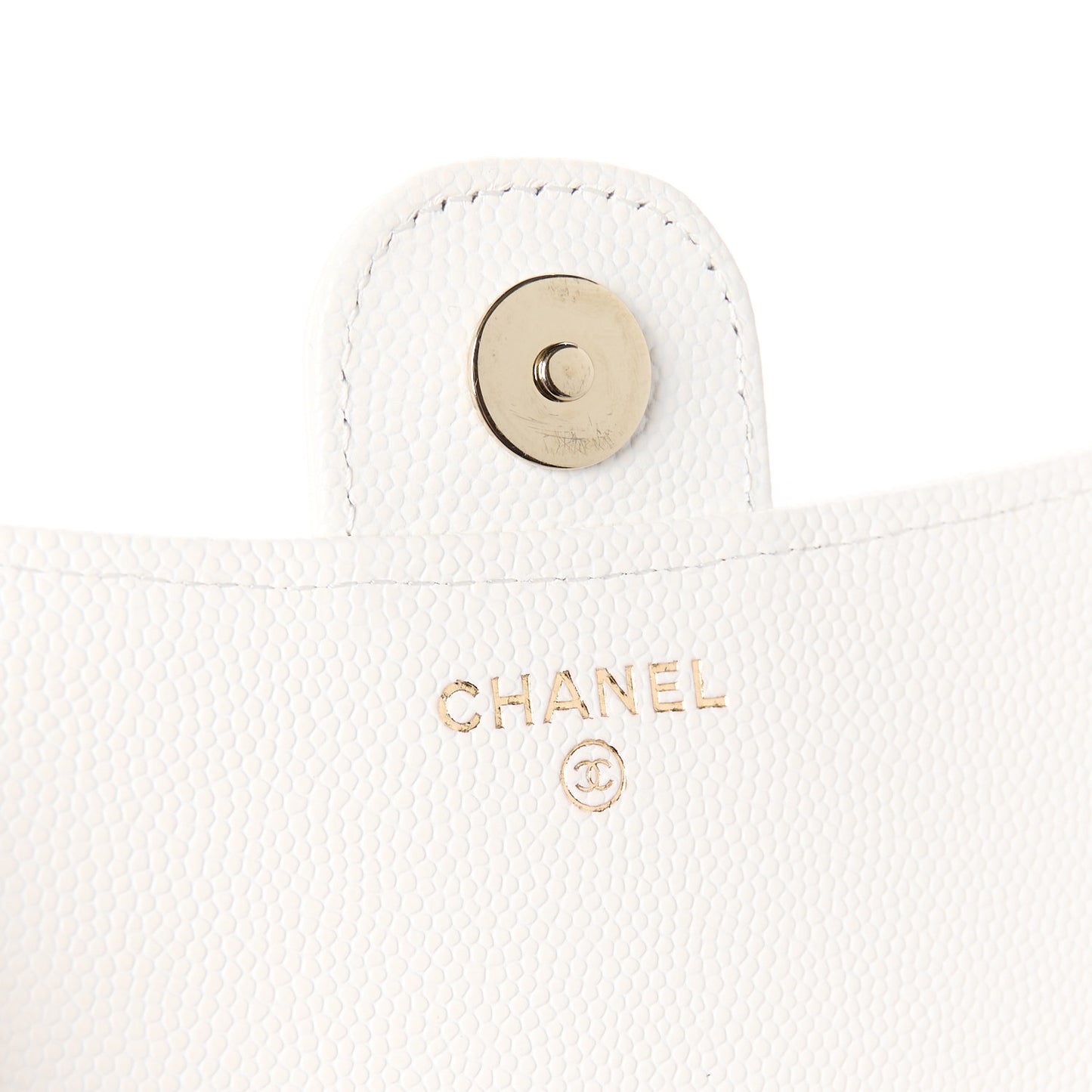 Caviar Quilted Flap Phone Holder With Chain White