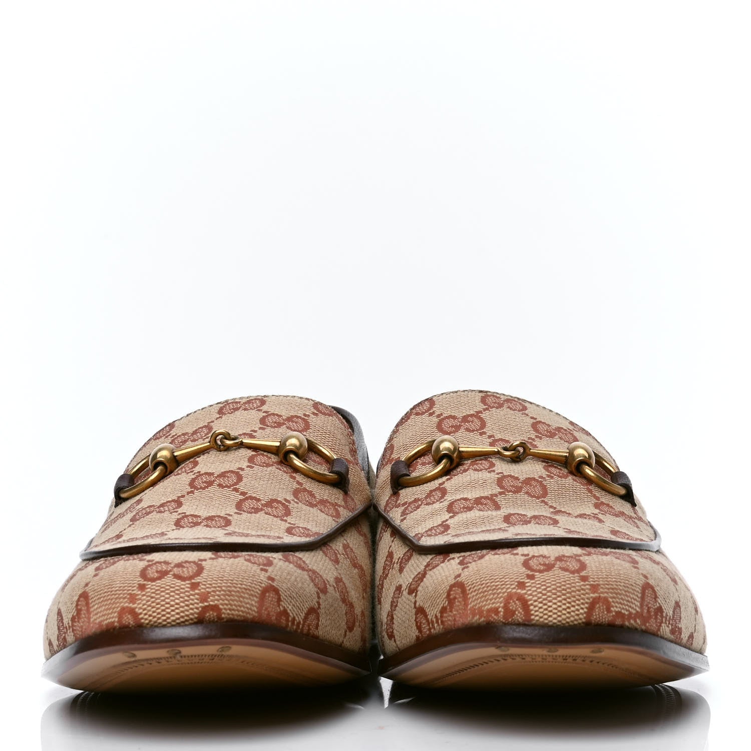 Gucci Canvas GG Monogram Horsebit Mens Jordaan Loafers 9 Beige Ruggine Light Brown 2 of 4