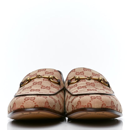 Gucci Canvas GG Monogram Horsebit Mens Jordaan Loafers 9 Beige Ruggine Light Brown 2 of 4
