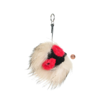 Fendi Mink Fox Rabbit Fur Vitello Flamingo Kurioso Monster Bag Bug Charm Beige Multicolor Black 2 of 4