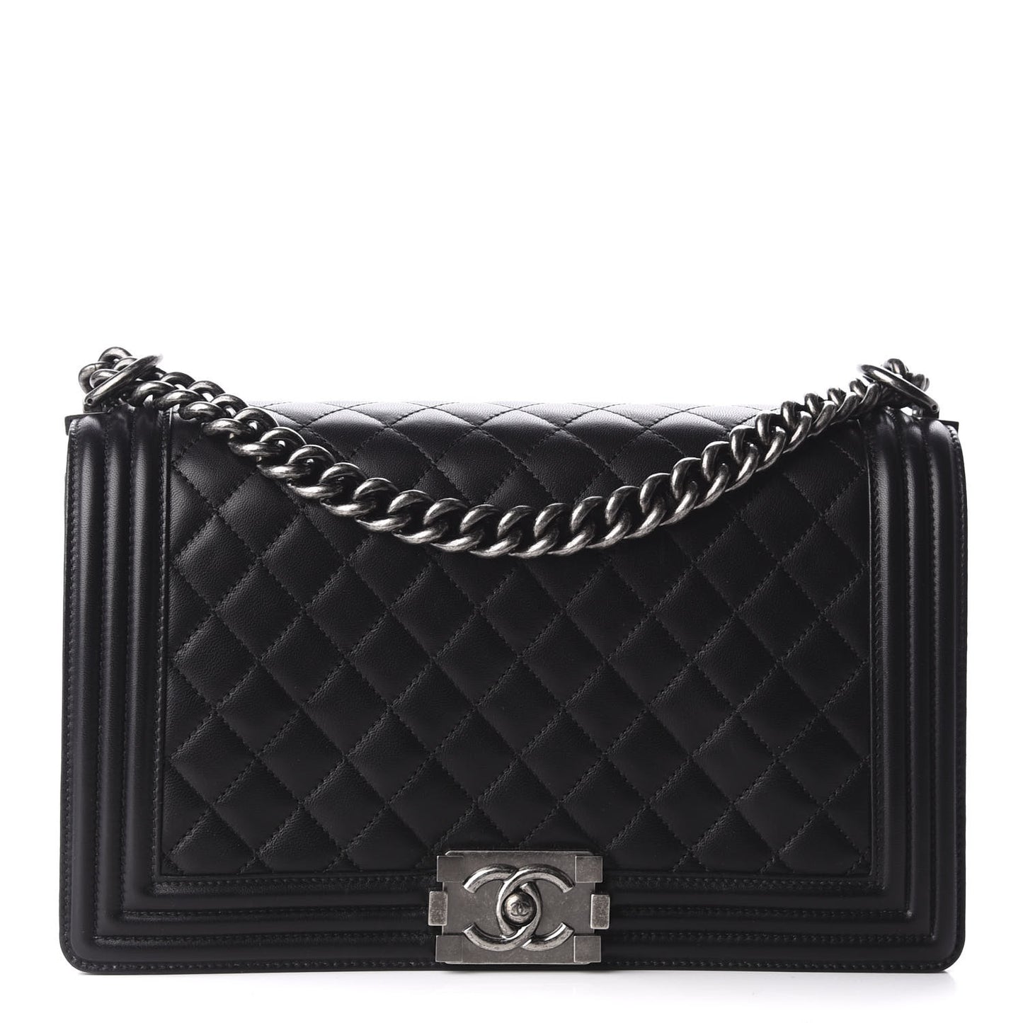 Lambskin Quilted New Medium Boy Flap Black