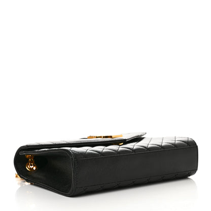 Saint Laurent Grain De Poudre Textured Mixed Matelasse Triquilt Medium Monogram Satchel Black 4 of 12