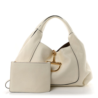 Gucci Grained Calfskin Softbit Maxi Shoulder Bag Dusty White 3 of 11