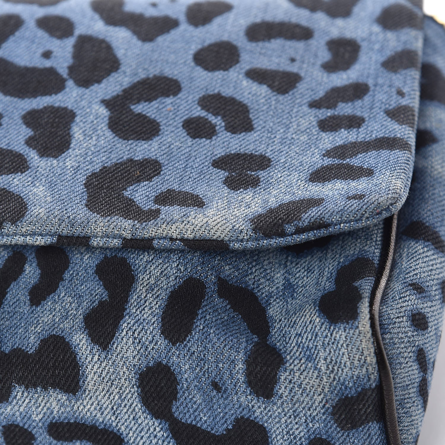 Dolce & Gabbana Denim Leopard Print Miss Martini Shoulder Bag Blue 10 of 14