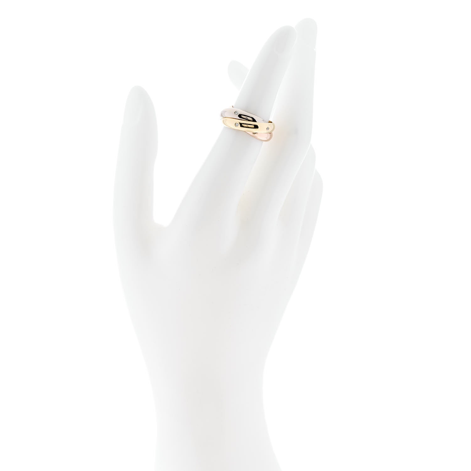 Cartier 18K Pink Yellow White Gold Diamond Medium Trinity Ring 49 5 2 of 5